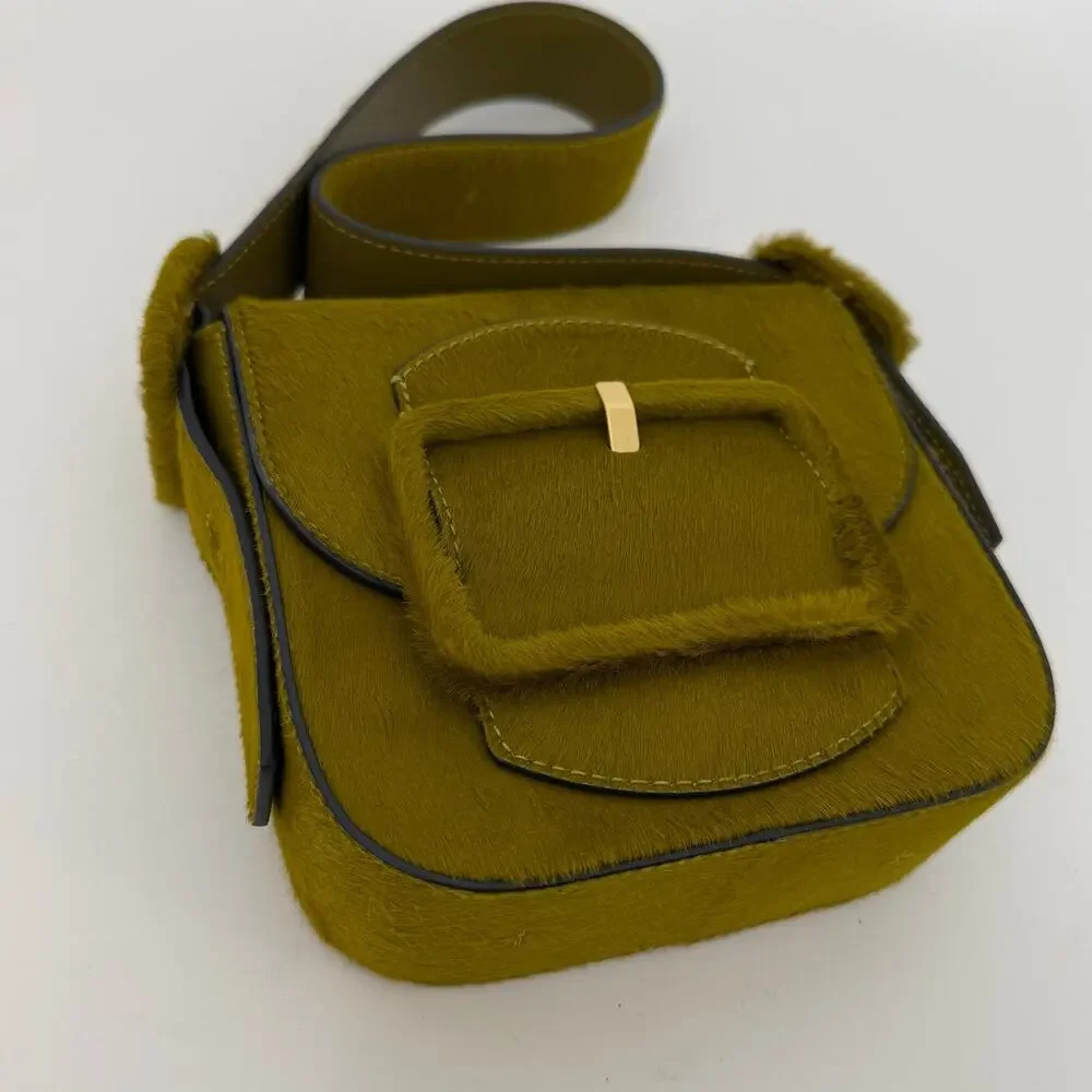 Tory Burch Sawyer Calf Hair Mini Shoulder Bag in Olive Green